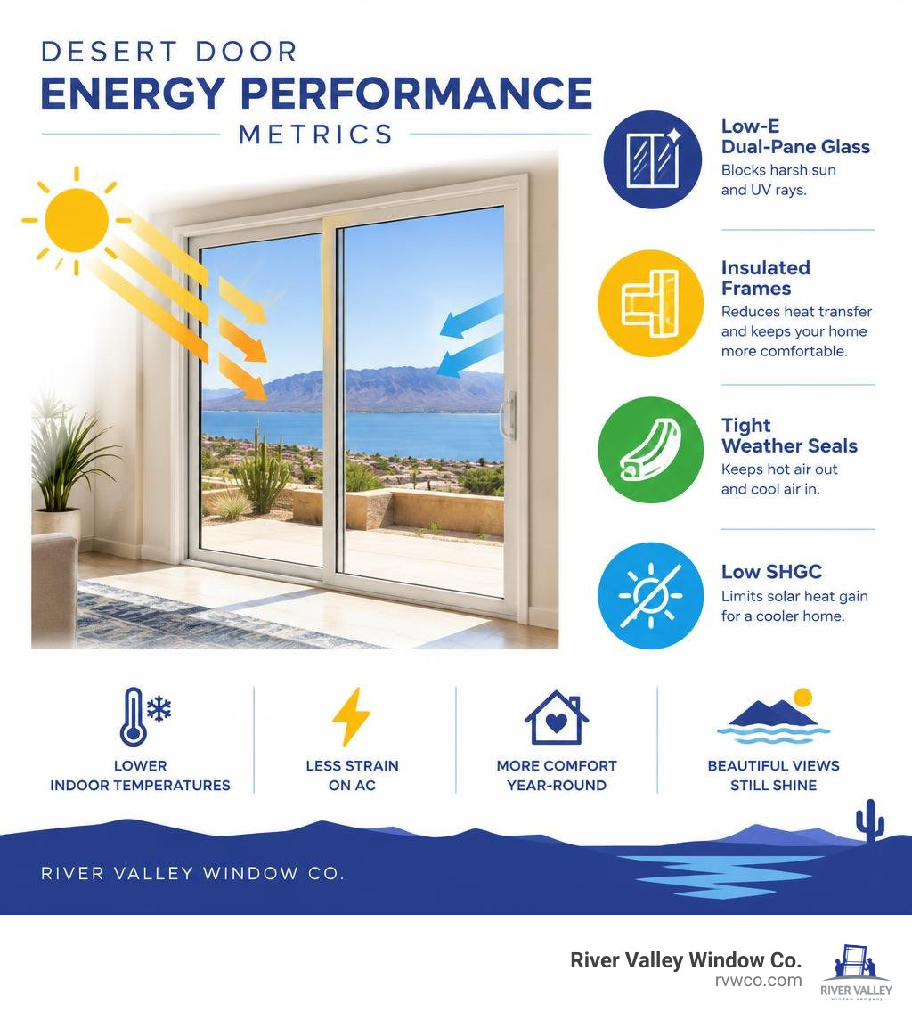 Desert door energy performance metrics infographic Desert door energy performance metrics infographic