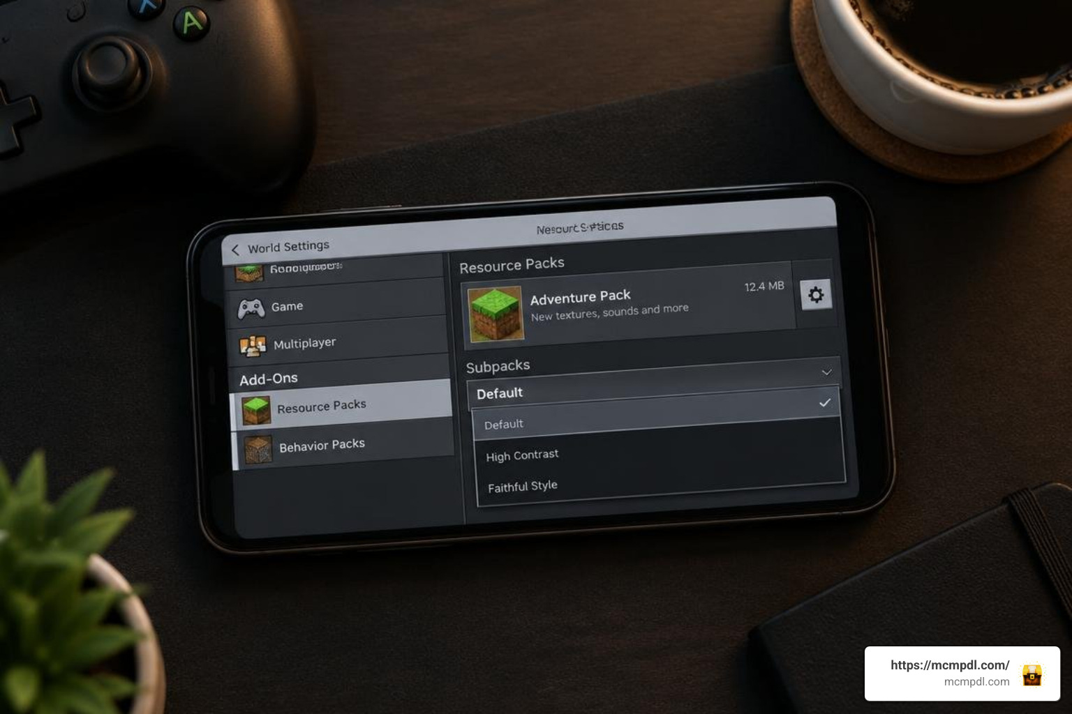 Addon configuration settings menu