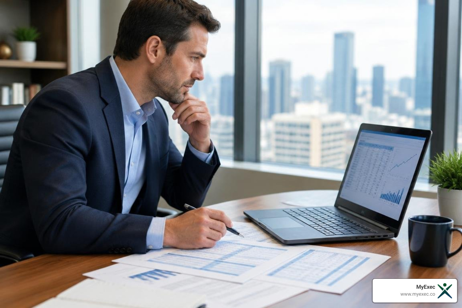 Finance leader reviewing variable-rate credit line costs and debt scenarios