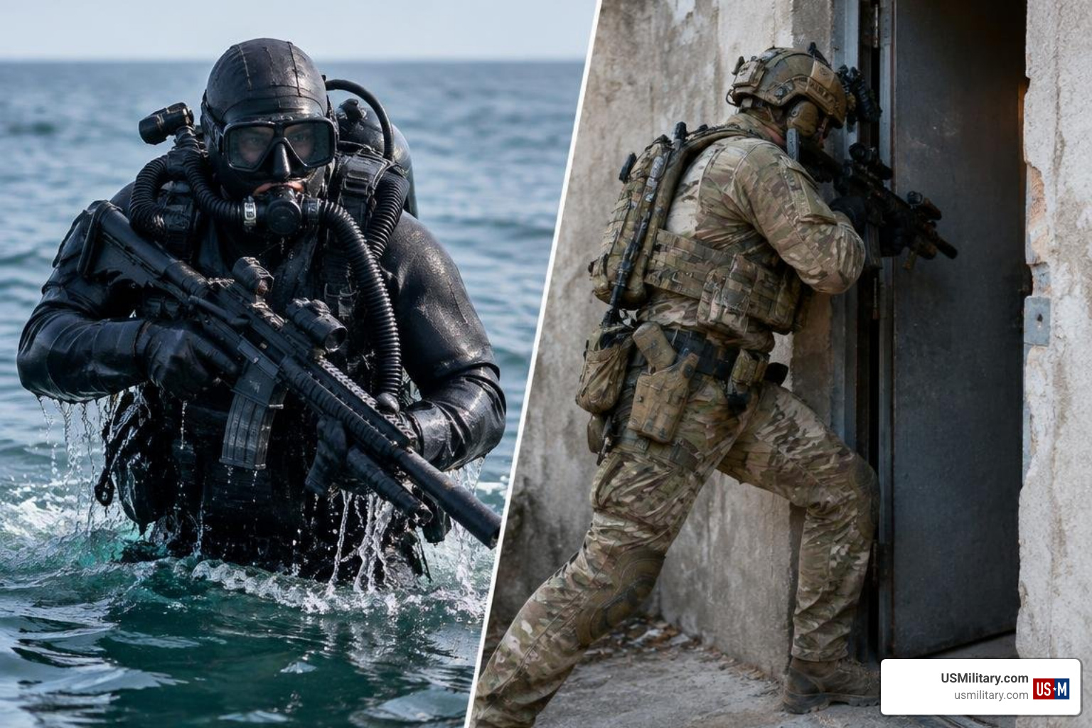 Combat diver insertion and urban assault comparison