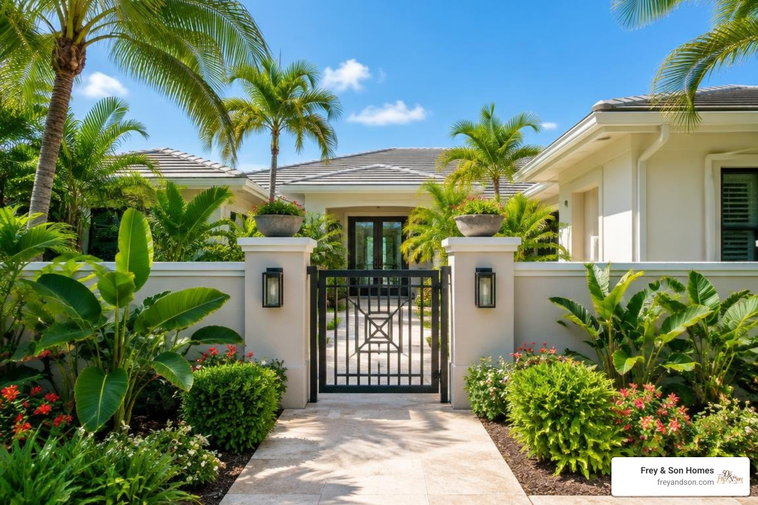 Modern coastal estate featuring a private entryway courtyard Modern coastal estate featuring a private entryway courtyard