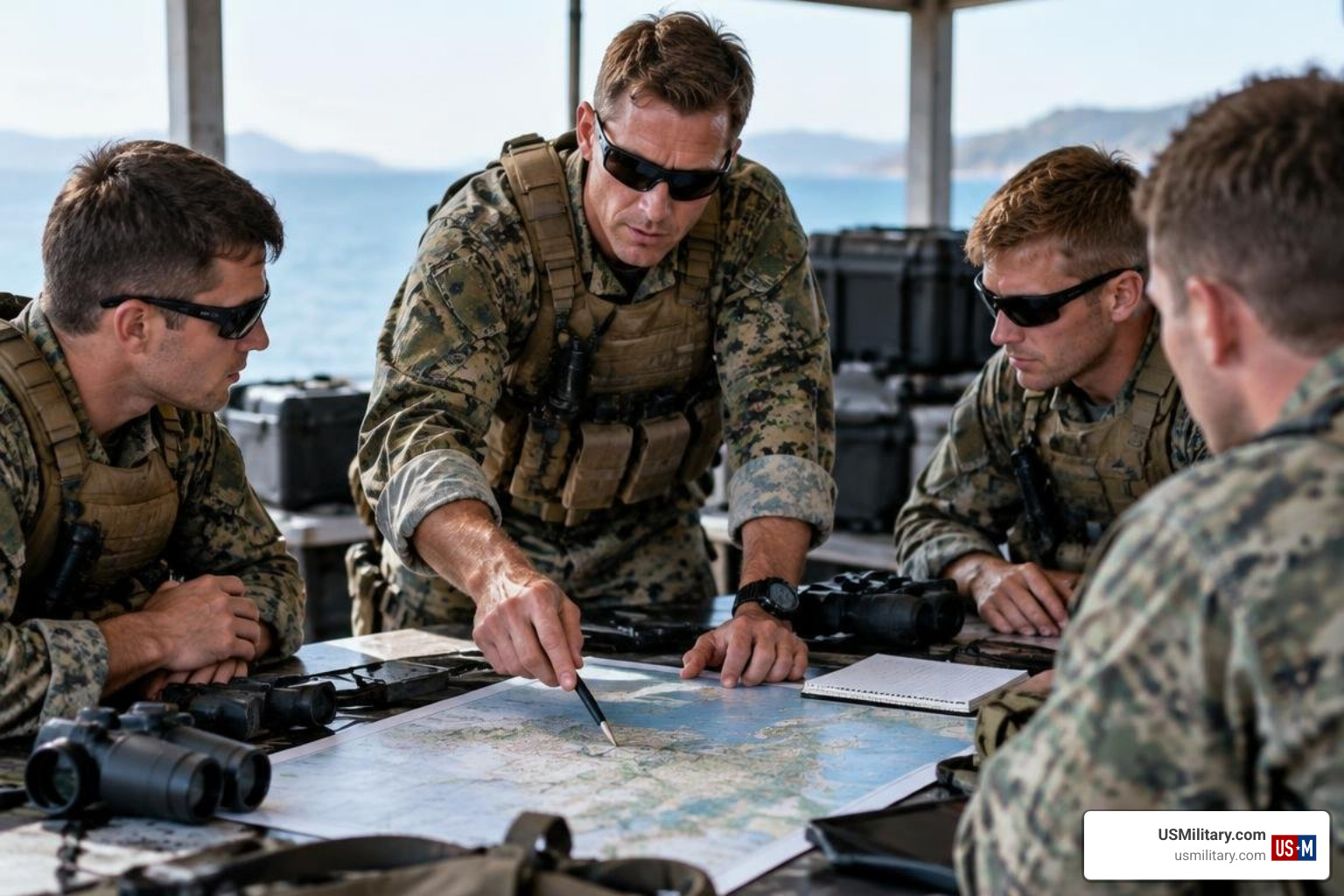 SEAL officer leading a tactical planning session