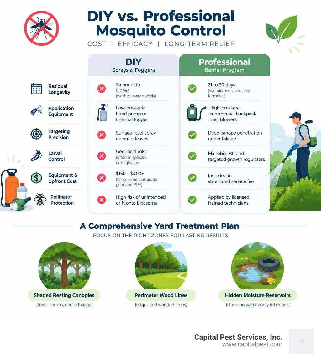 Cost and efficacy comparison between DIY and professional mosquito control infographic