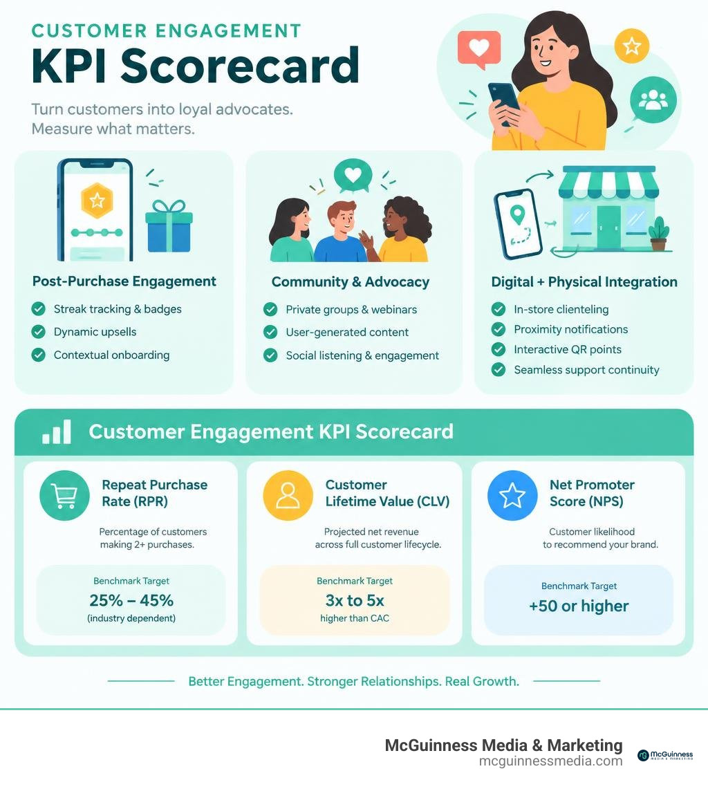 Customer Engagement KPI Scorecard infographic