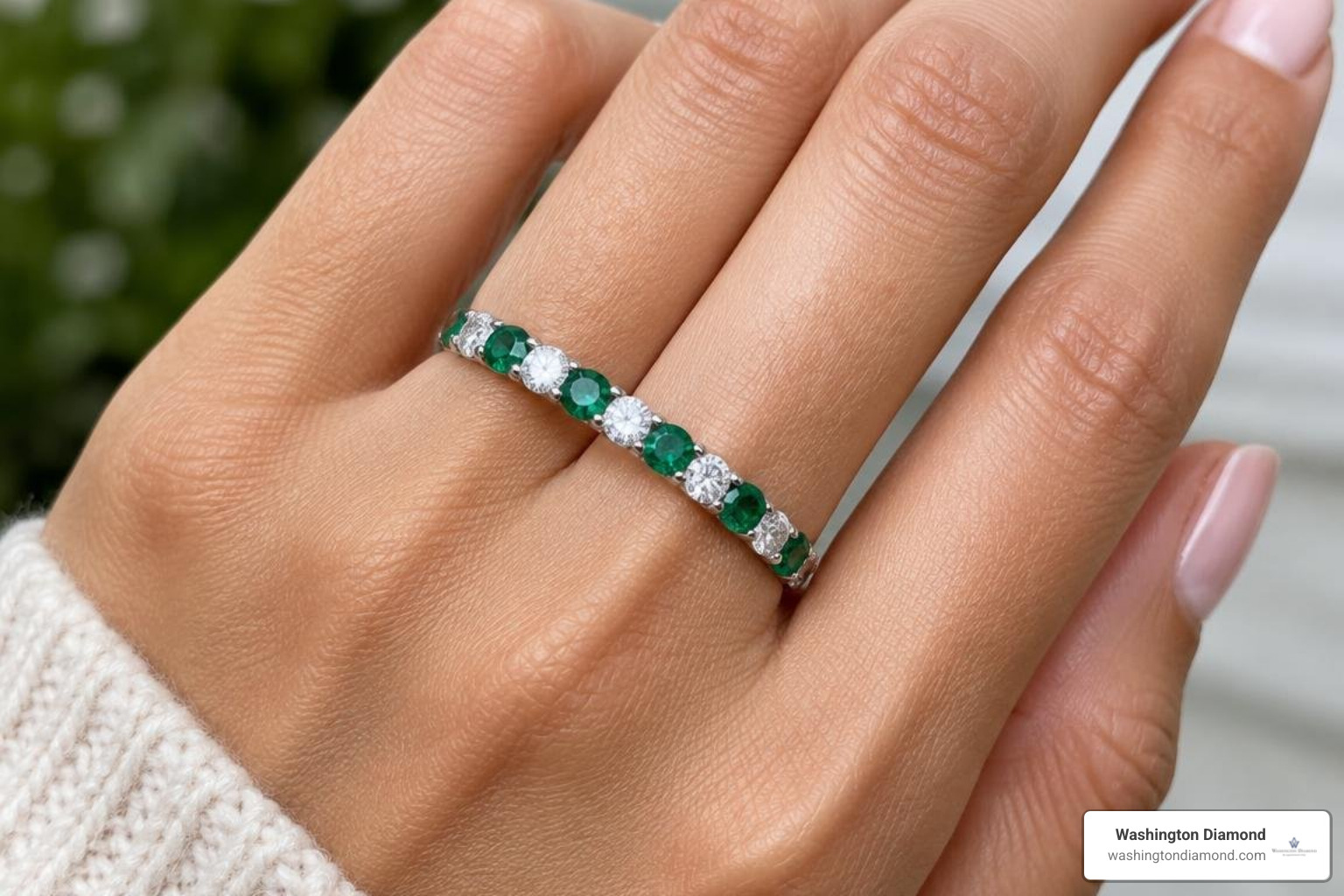 emerald and diamond eternity ring