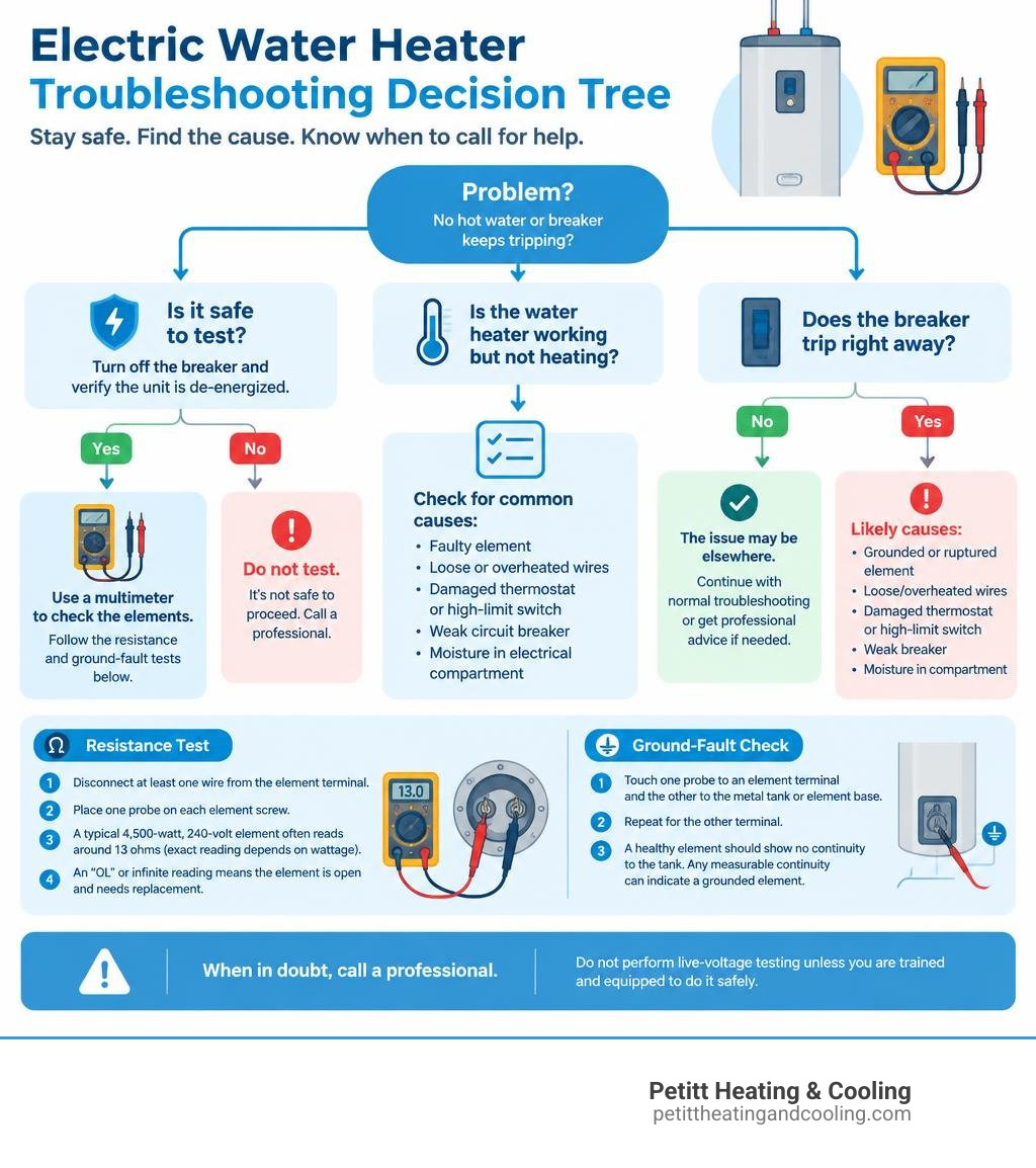 Infographic decision tree for troubleshooting electric water heater problems safely infographic Infographic decision tree for troubleshooting electric water heater problems safely infographic