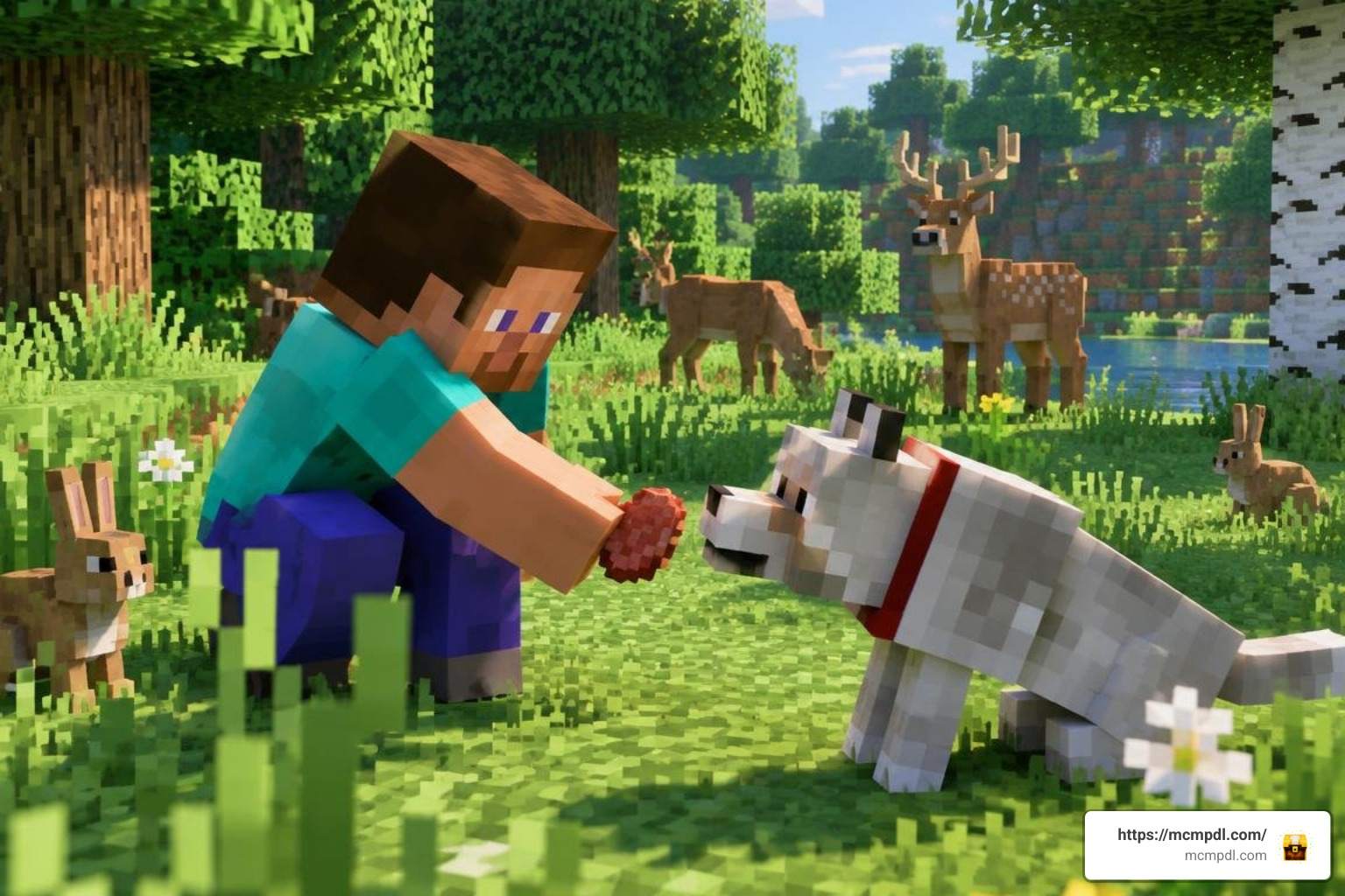 Minecraft player taming wilderness animals in survival Minecraft player taming wilderness animals in survival