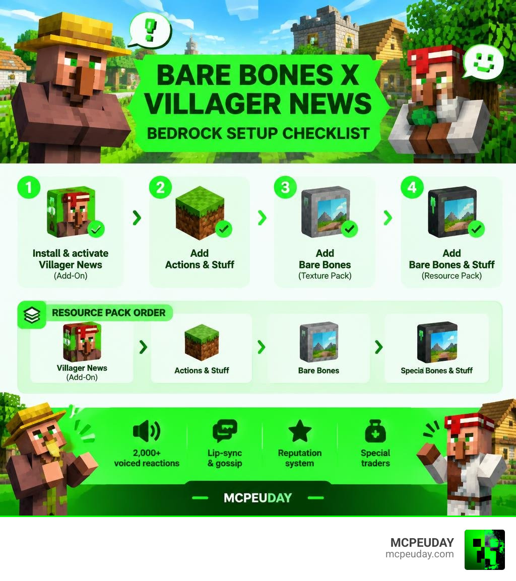 Bare Bones and Villager News Bedrock setup checklist infographic Bare Bones and Villager News Bedrock setup checklist infographic