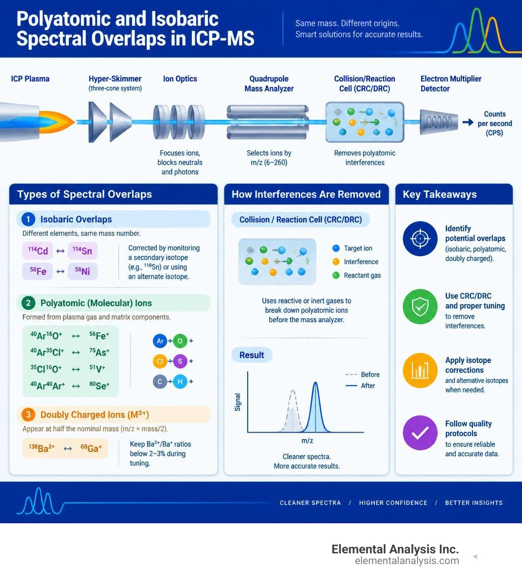 Polyatomic and isobaric spectral overlaps in ICP-MS infographic Polyatomic and isobaric spectral overlaps in ICP-MS infographic