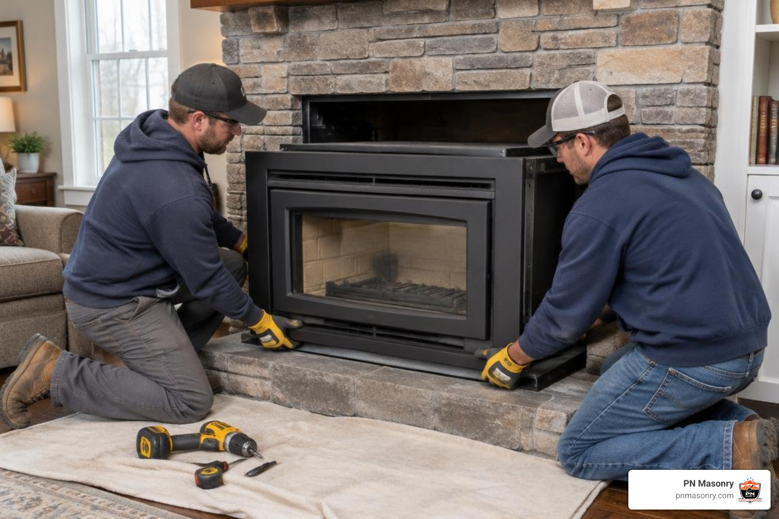 positioning and securing fireplace insert positioning and securing fireplace insert