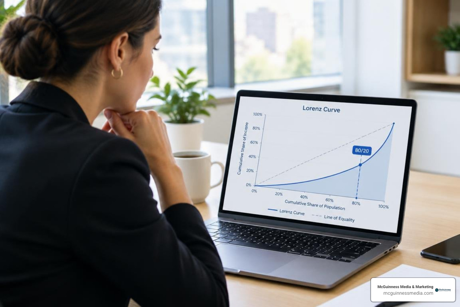 Lorenz curve showing 80/20 sales and profit concentration