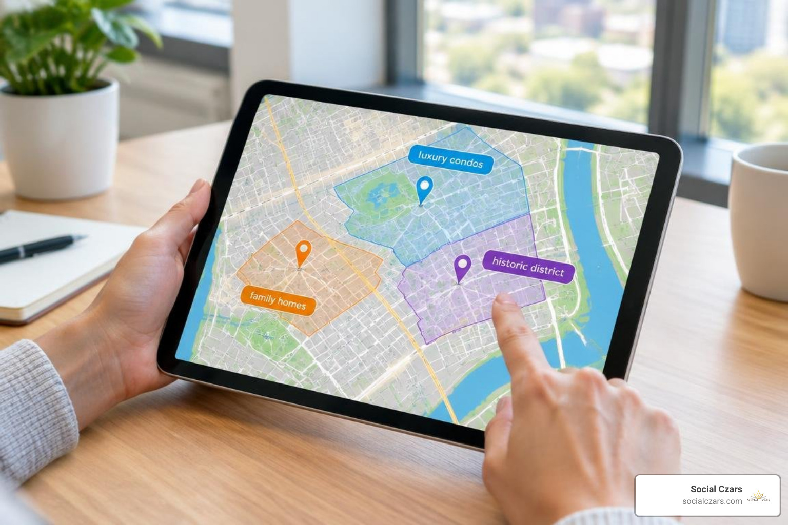 Interactive neighborhood map targeting micro-market search terms