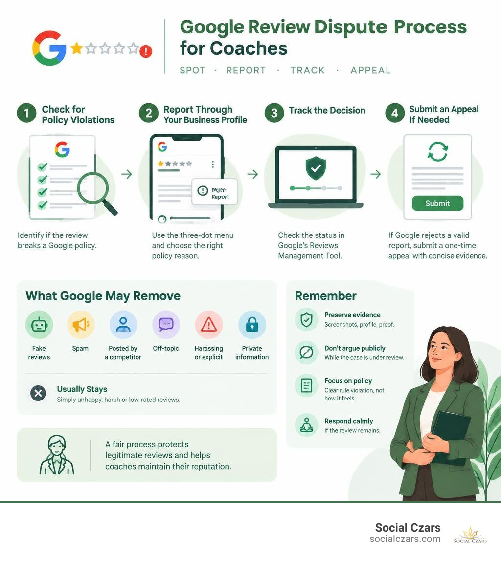 Google review dispute process for coaches infographic Google review dispute process for coaches infographic
