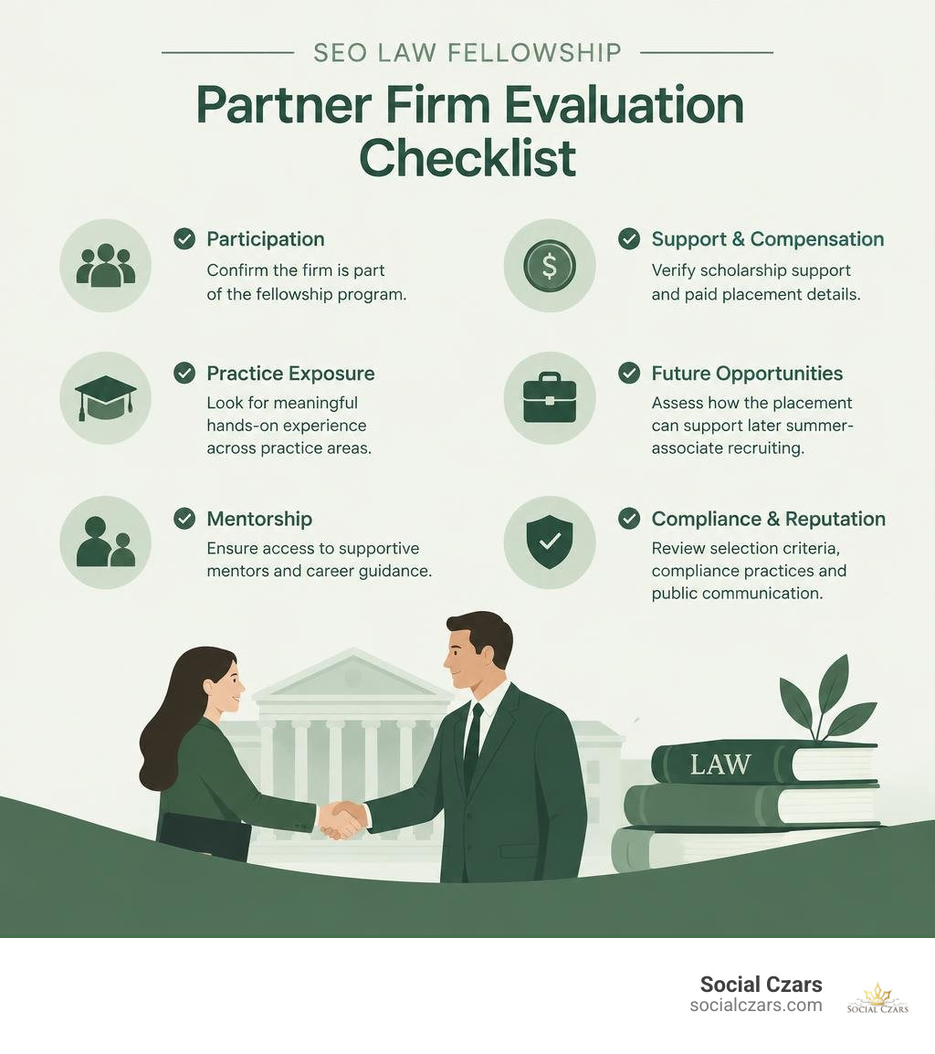 SEO Law Fellowship partner firm evaluation checklist infographic