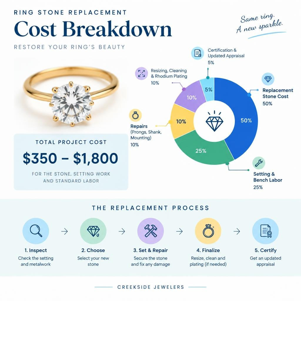 Ring stone replacement cost breakdown infographic infographic