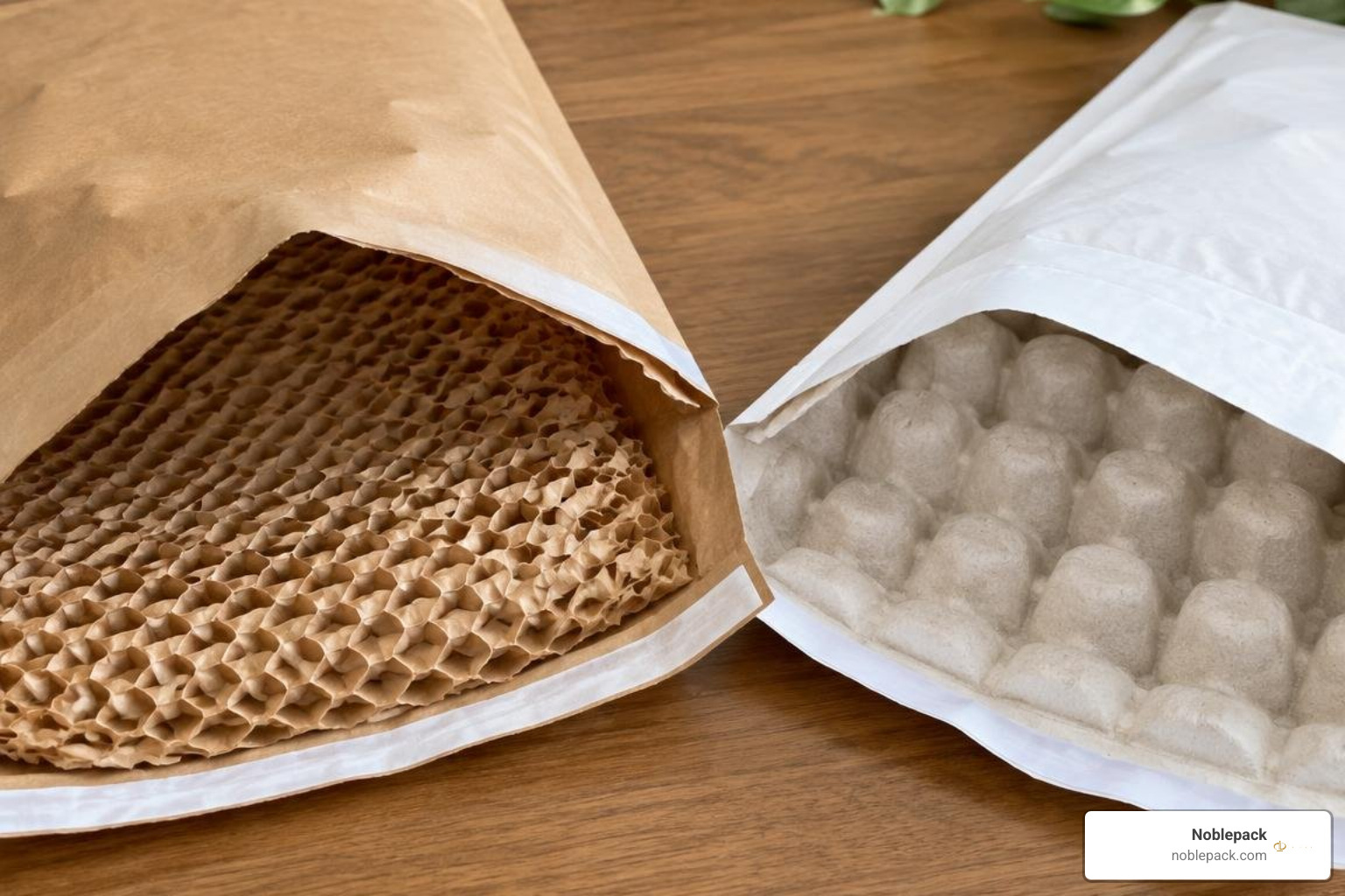 comparing internal cushioning types like pulp bubbles and honeycomb paper