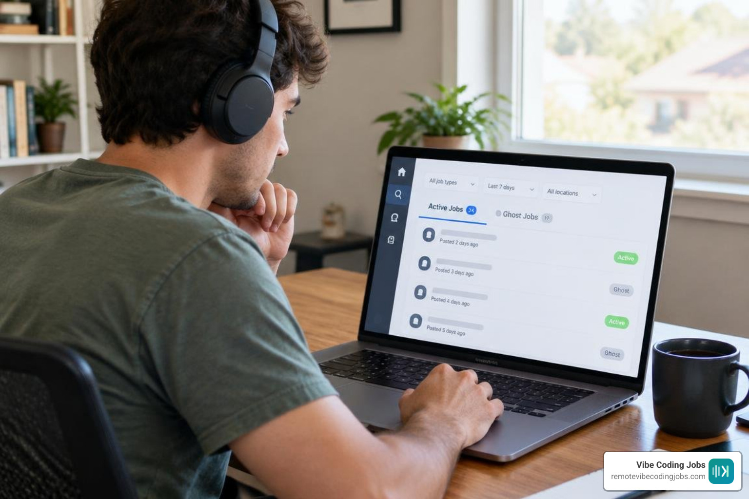 Developer filtering active job listings on an engineering dashboard