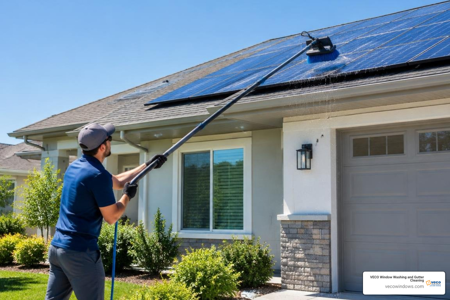 soft-bristle water-fed pole washing solar array