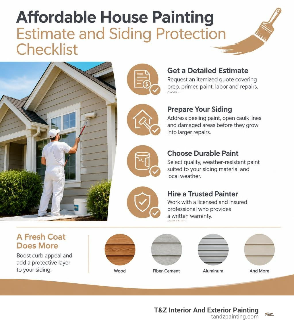 Affordable house painting estimate and siding protection checklist infographic Affordable house painting estimate and siding protection checklist infographic