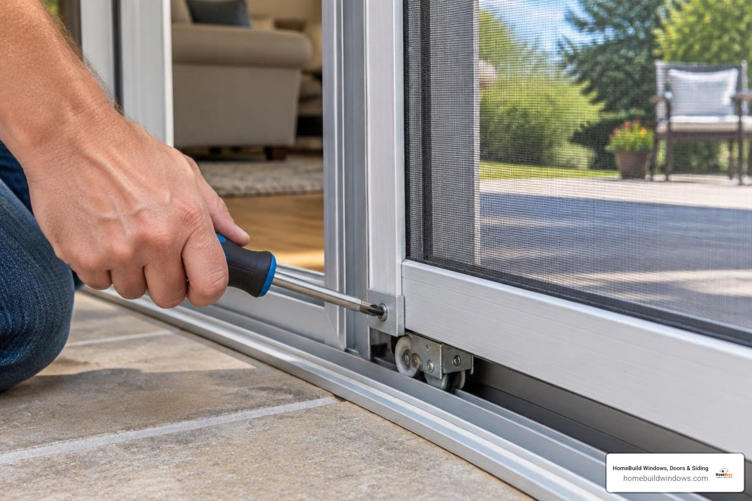 adjusting lower roller screws with a screwdriver