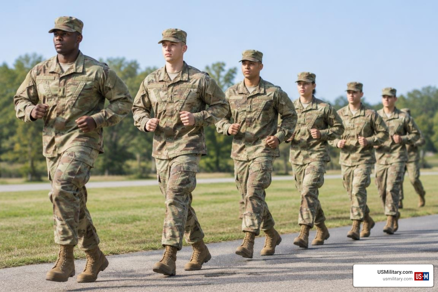 American soldiers marching during physical training
