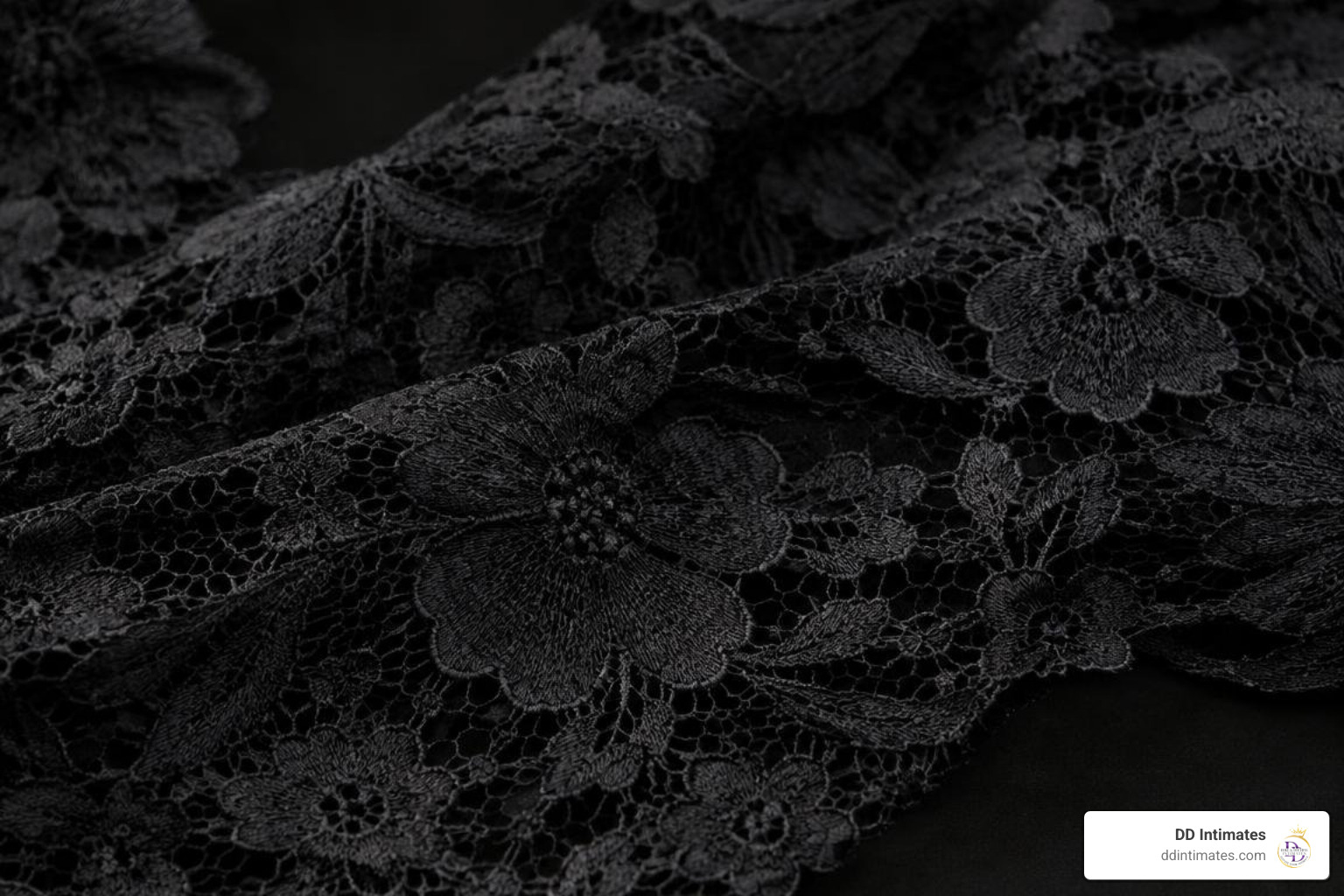 close-up of intricate floral lace fabric