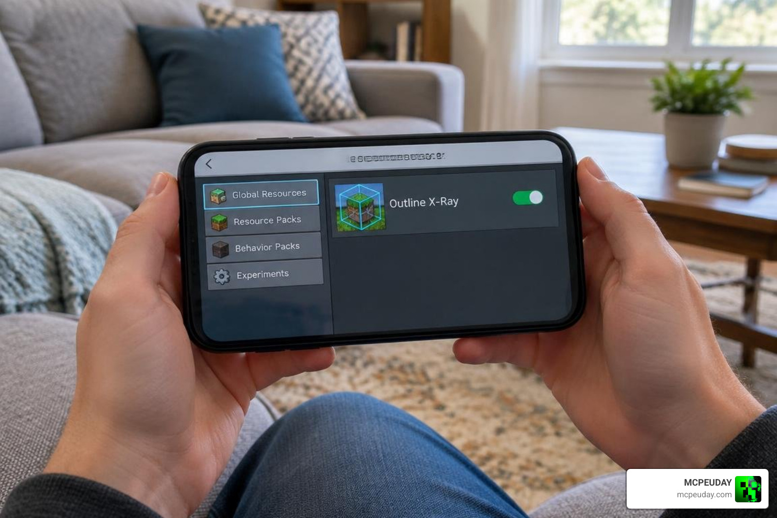 Importing and enabling the resource pack in Minecraft Bedrock Global Resources