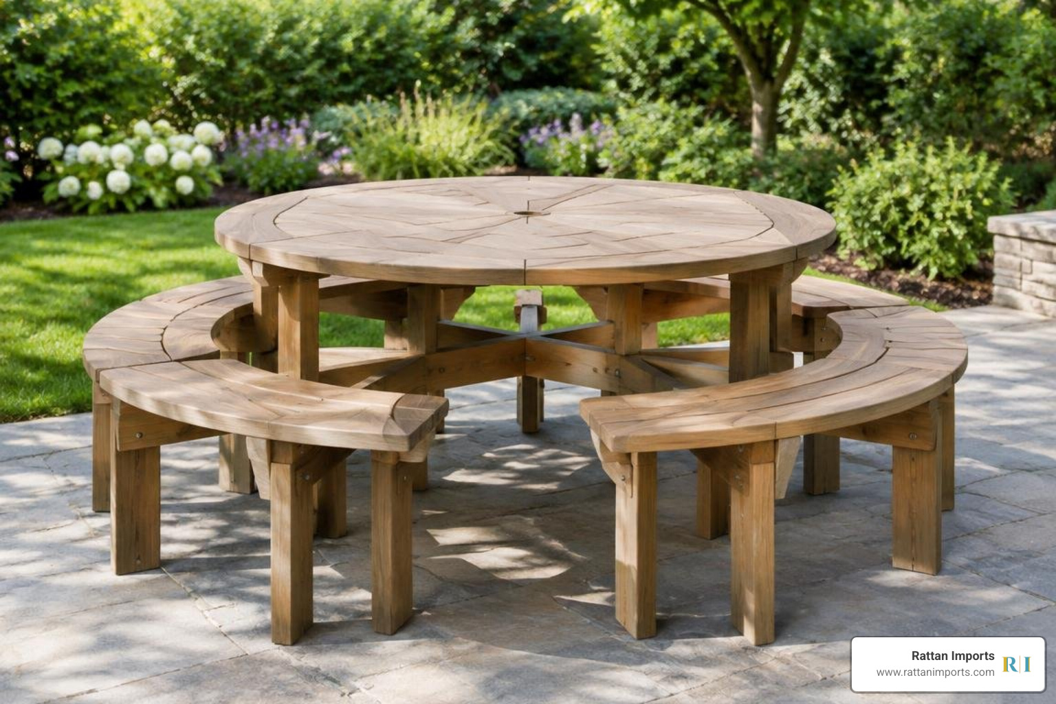 inclusive round outdoor dining table with integrated benches inclusive round outdoor dining table with integrated benches