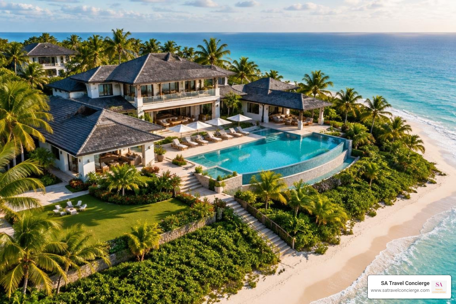 private multi-generational oceanfront villa estate with infinity pool