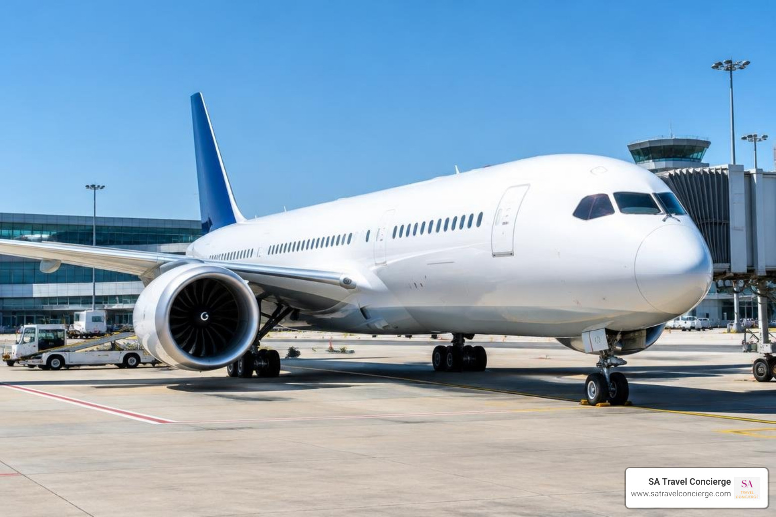 modern fuel-efficient passenger aircraft on the tarmac