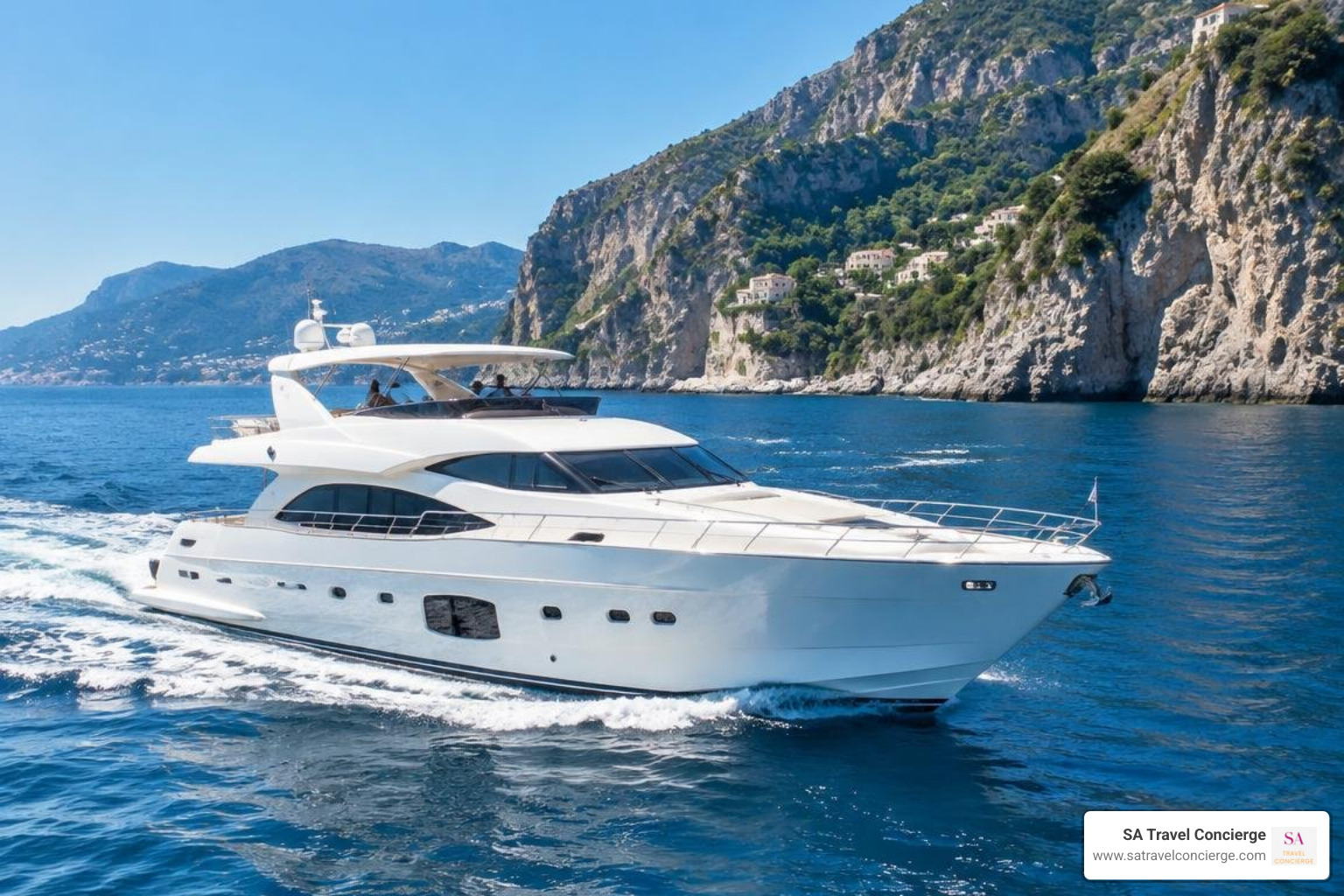 Luxury private yacht cruising European coastal waters Luxury private yacht cruising European coastal waters