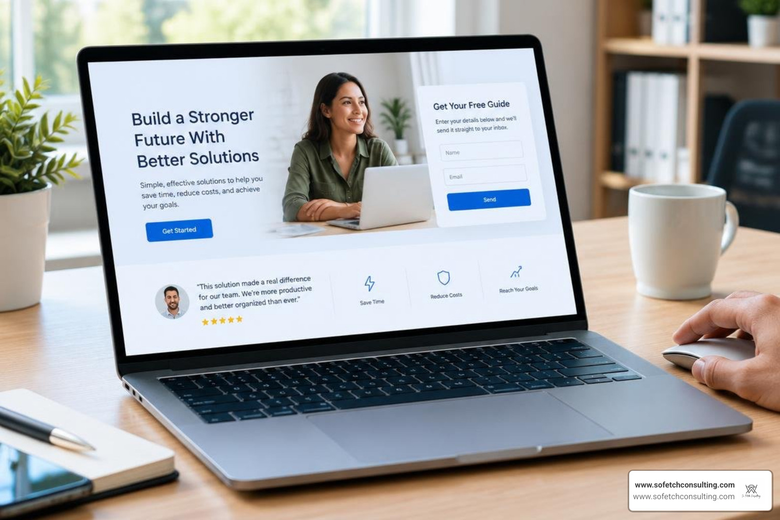 High-converting landing page layout with clear value proposition, trust proof, and streamlined form High-converting landing page layout with clear value proposition, trust proof, and streamlined form