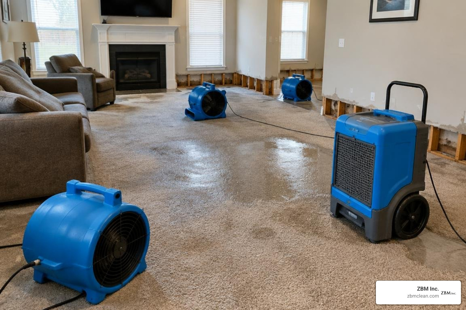 industrial drying equipment in a residential room