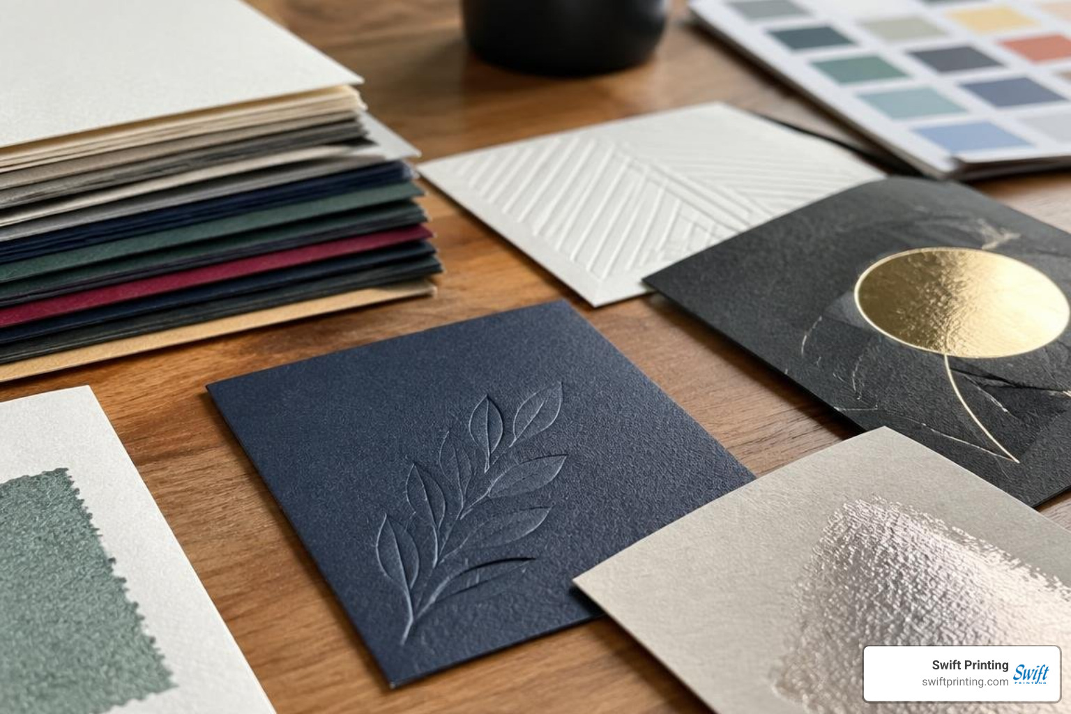 Textured cardstock samples and specialty print finishes Textured cardstock samples and specialty print finishes