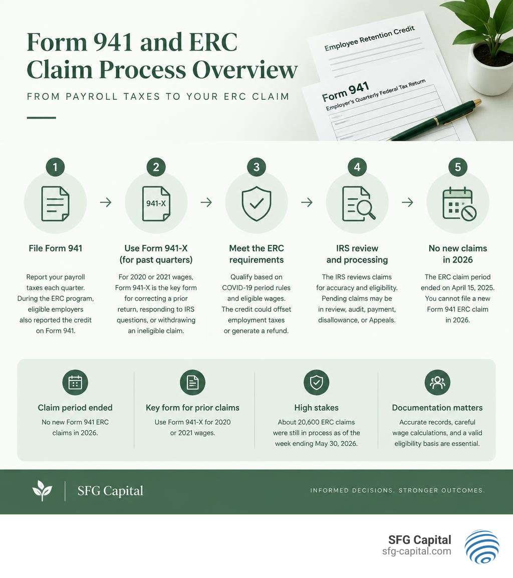 Form 941 and ERC claim process overview infographic