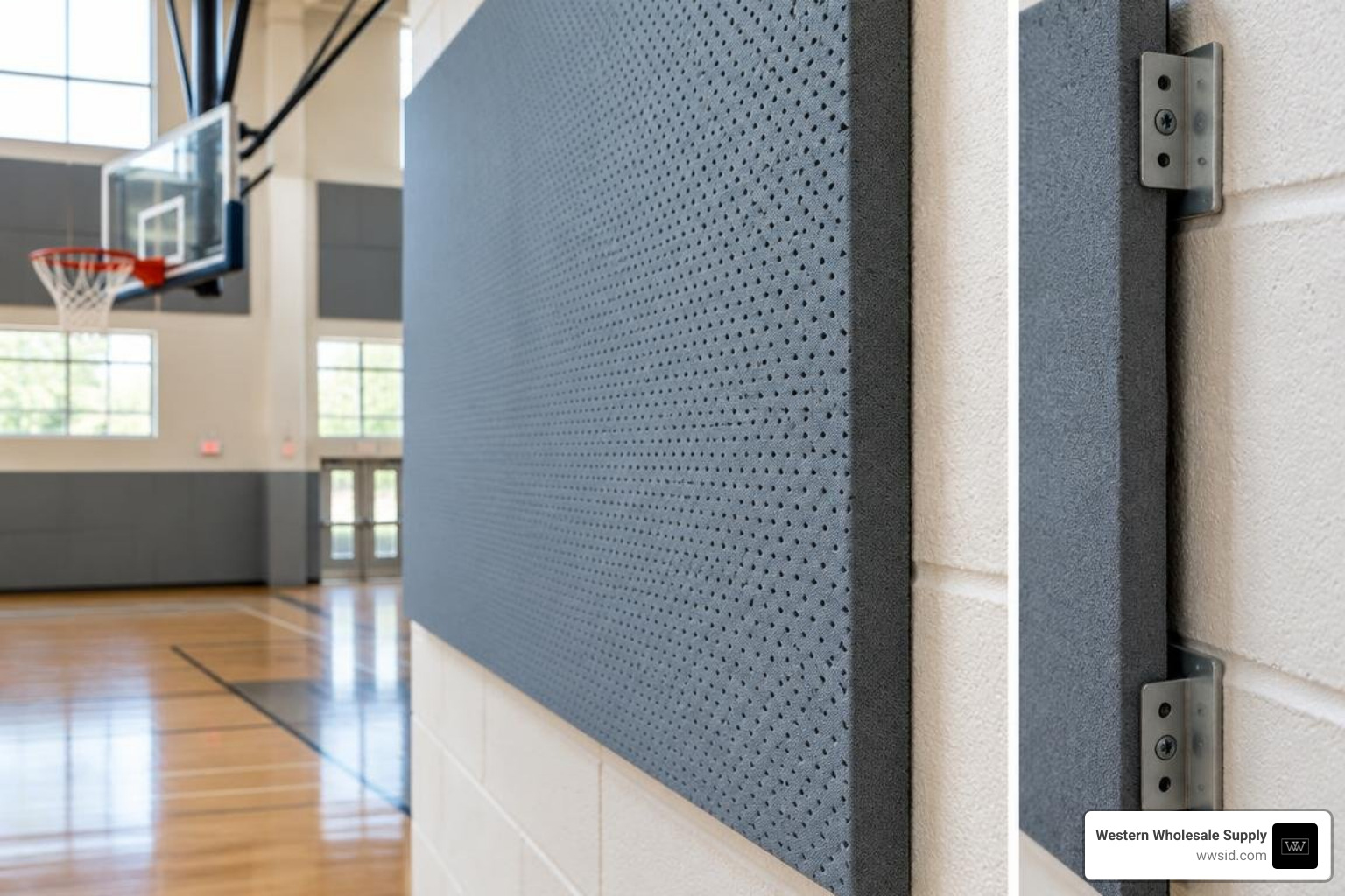 Durable acoustic panel construction with impact-resistant facing and mounting clips Durable acoustic panel construction with impact-resistant facing and mounting clips