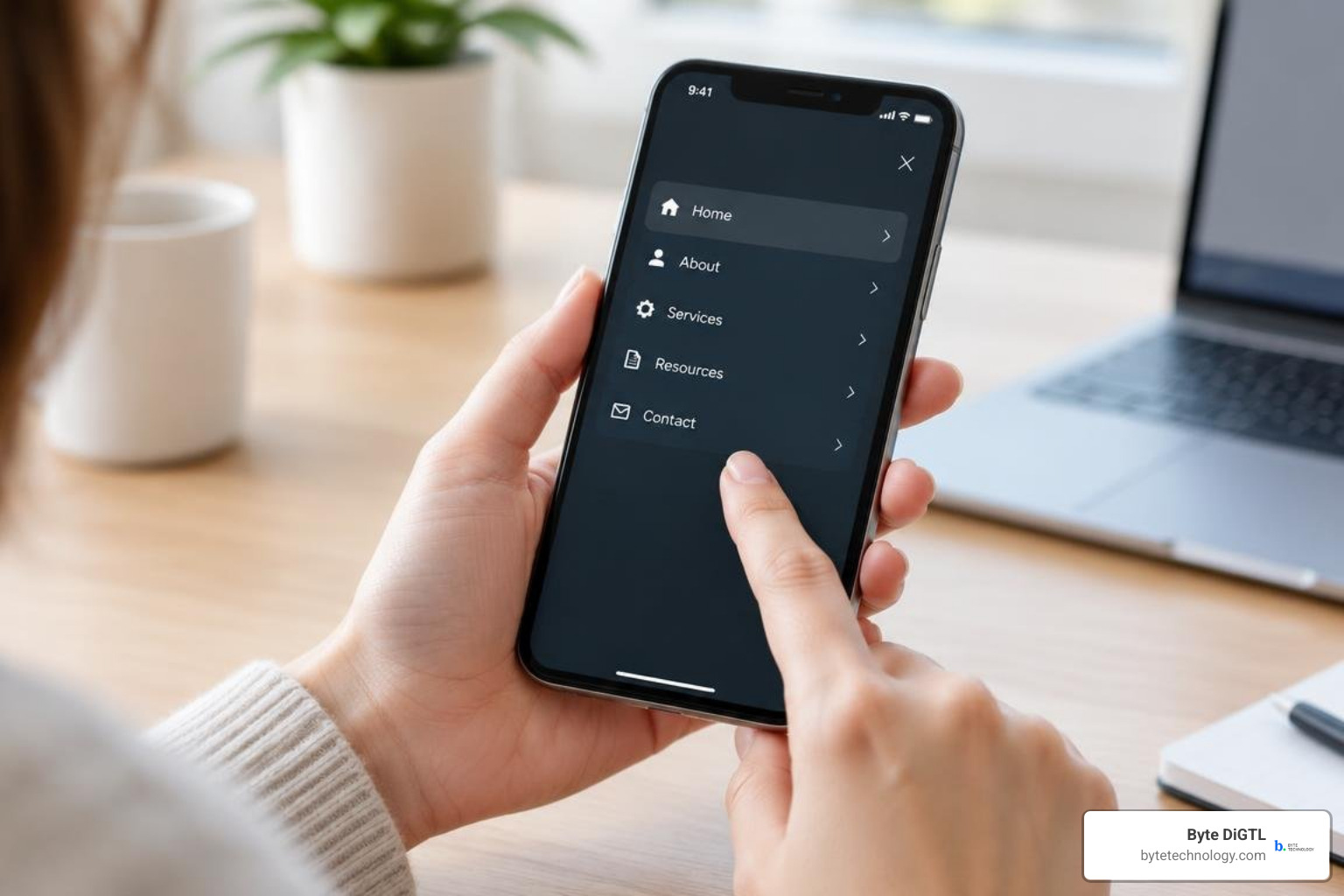 responsive mobile menu with clean typography and subtle micro animations
