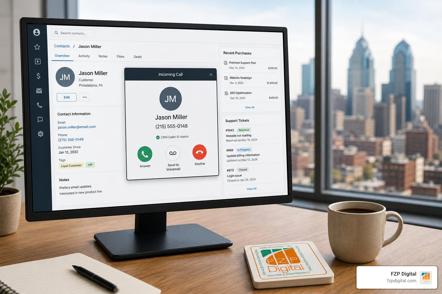 Incoming call screen pop showing historical customer metrics Incoming call screen pop showing historical customer metrics