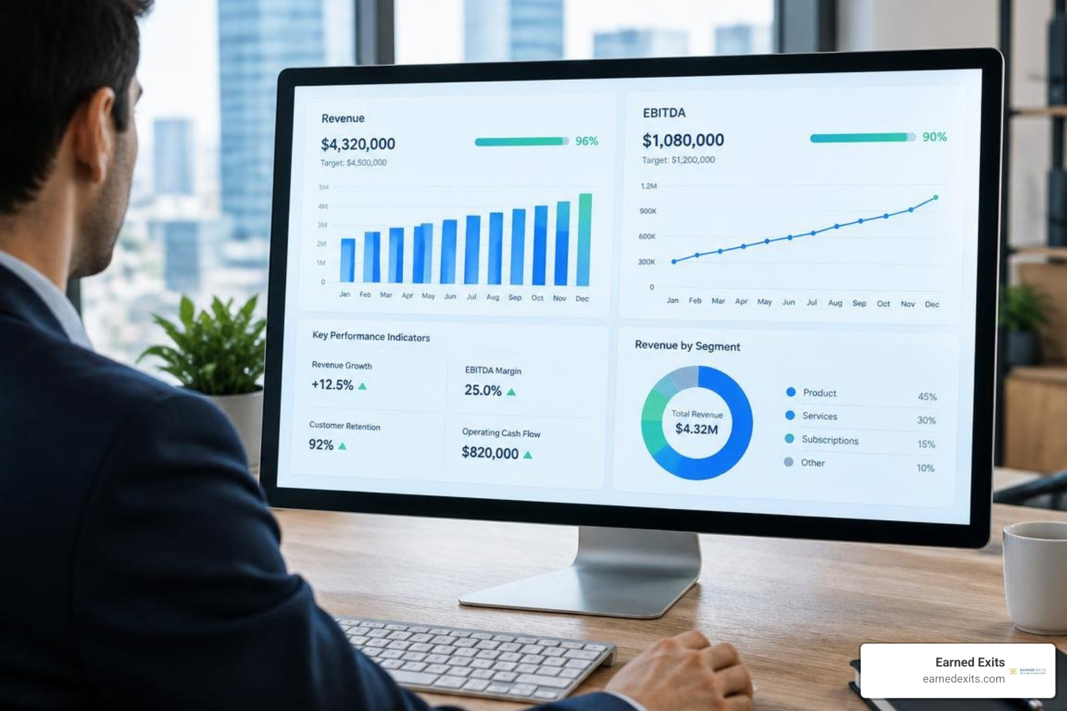 financial dashboard tracking revenue and EBITDA targets financial dashboard tracking revenue and EBITDA targets
