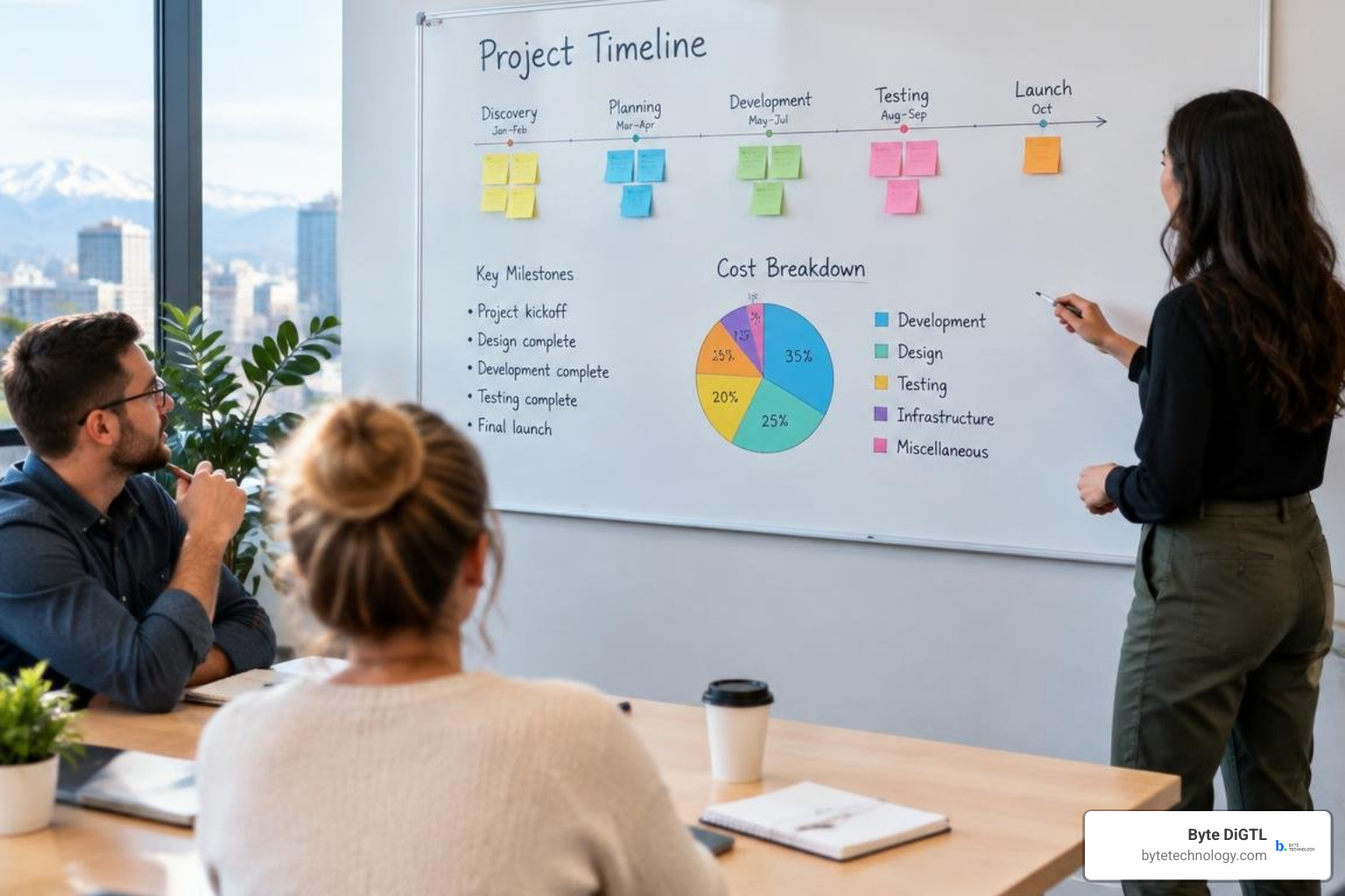 Project timeline milestones and cost breakdown in Denver