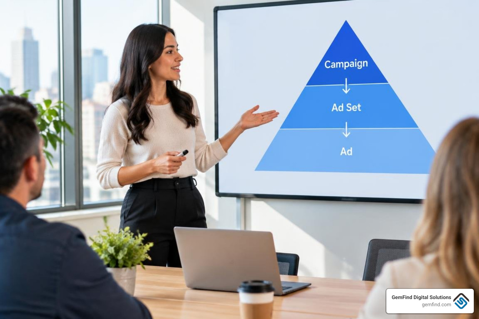 Three-tier Meta advertising campaign hierarchy