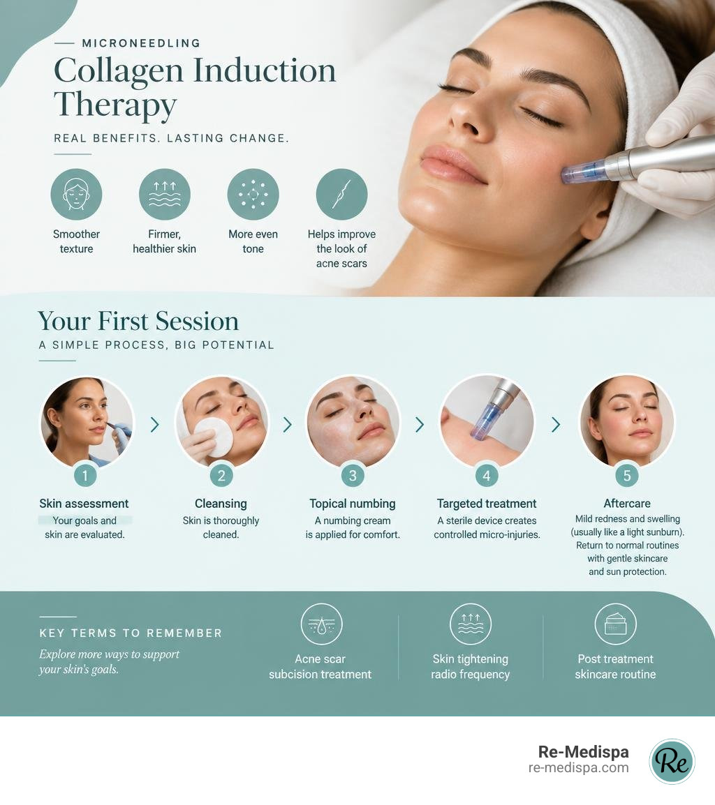 microneedling benefits and first session overview infographic