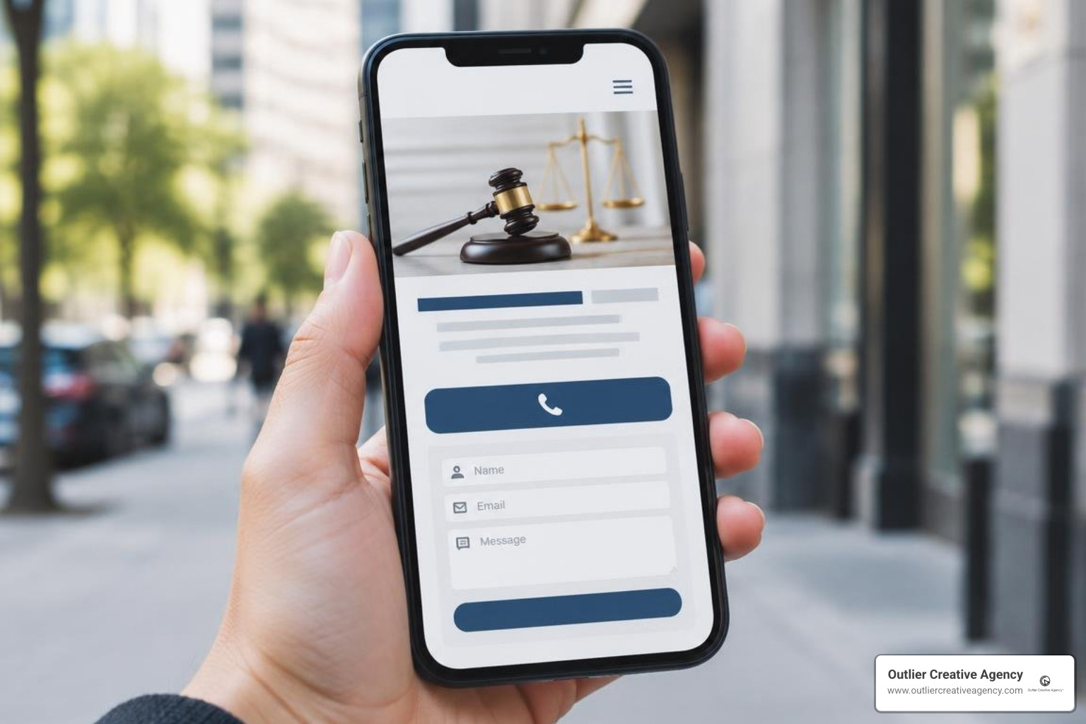 Mobile landing page wireframe with click-to-call button and simple intake form