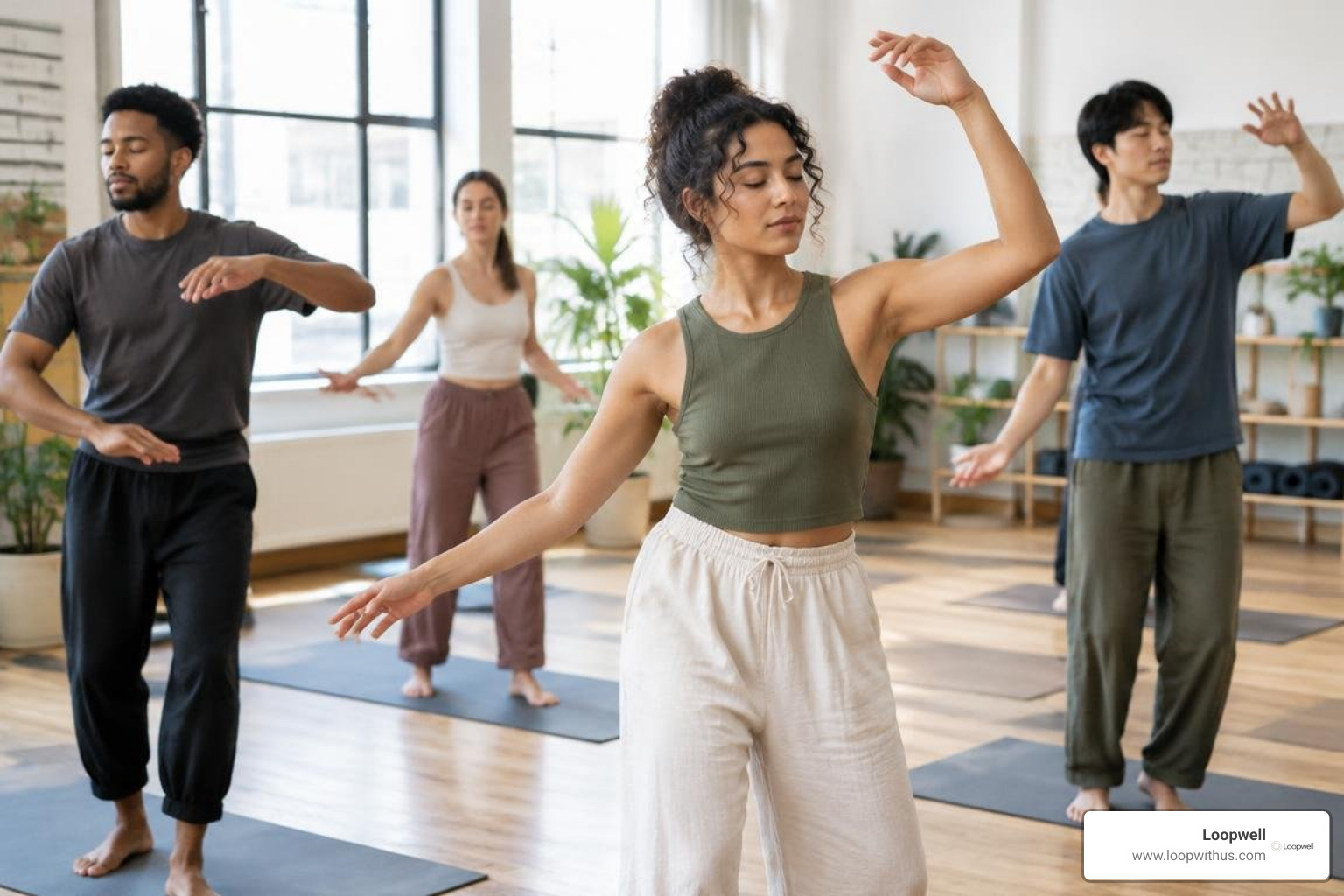 young adults participating in an intentional somatic workshop