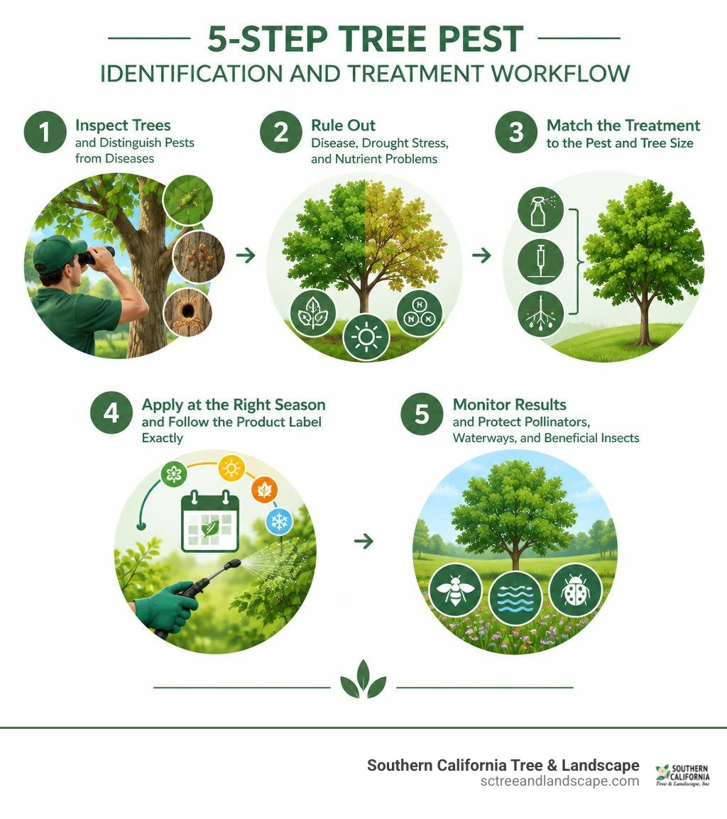 5-step tree pest identification and treatment workflow infographic 5-step tree pest identification and treatment workflow infographic