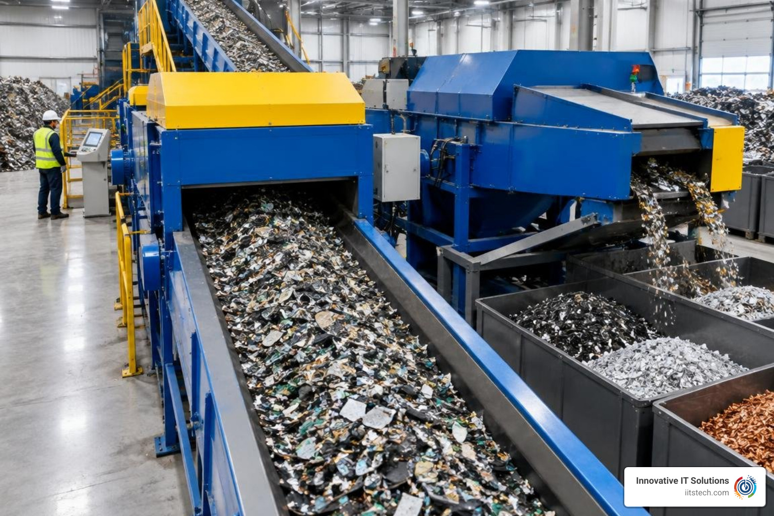 Automated downstream eddy current and electrostatic sorting line