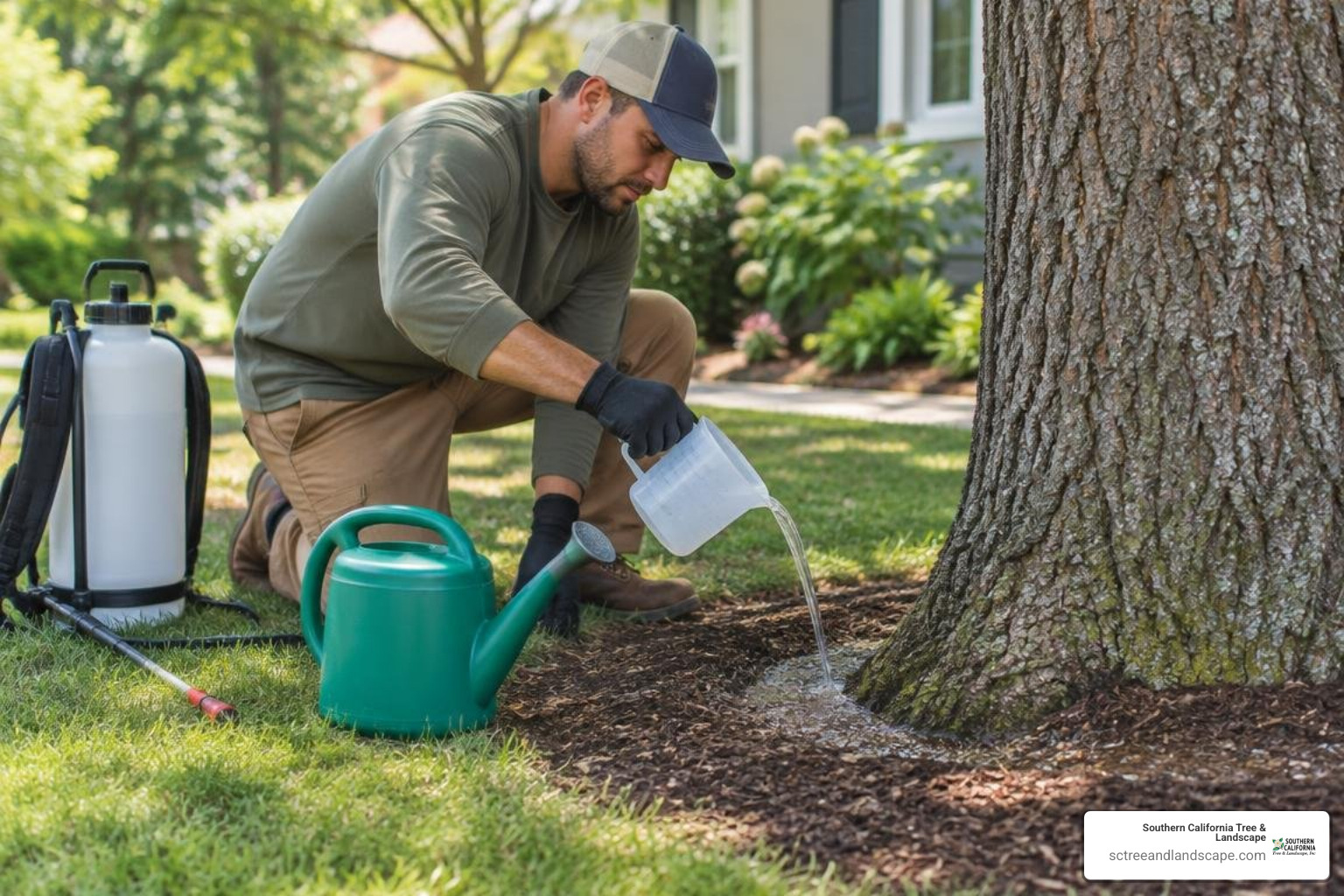 arborist applying systemic soil drench arborist applying systemic soil drench
