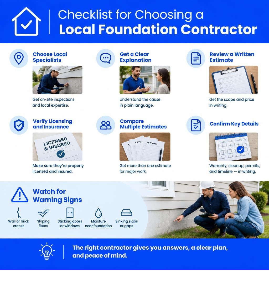Checklist for choosing a local foundation contractor infographic Checklist for choosing a local foundation contractor infographic