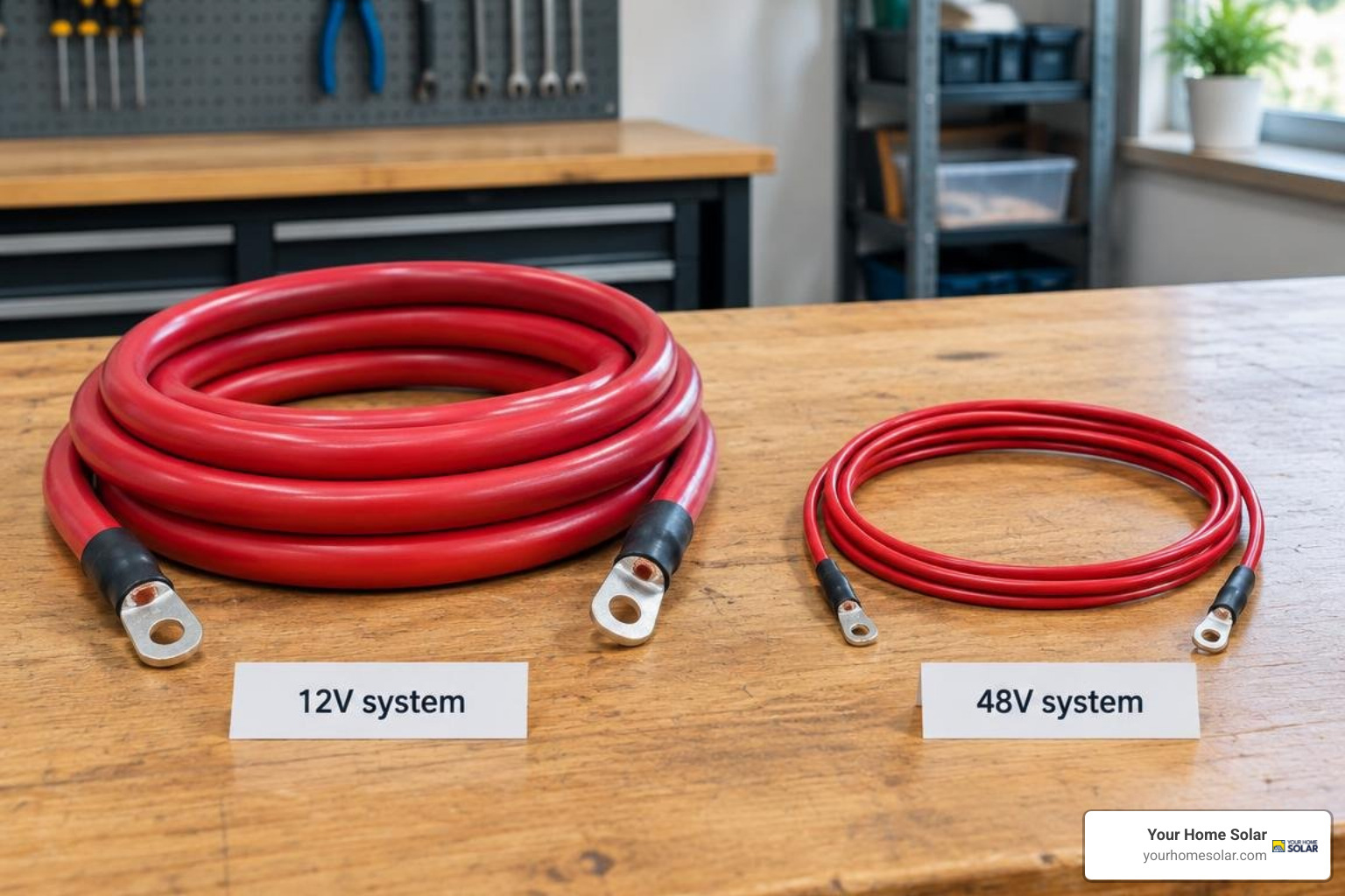Comparison of heavy 12V wiring versus thin 48V solar wiring Comparison of heavy 12V wiring versus thin 48V solar wiring