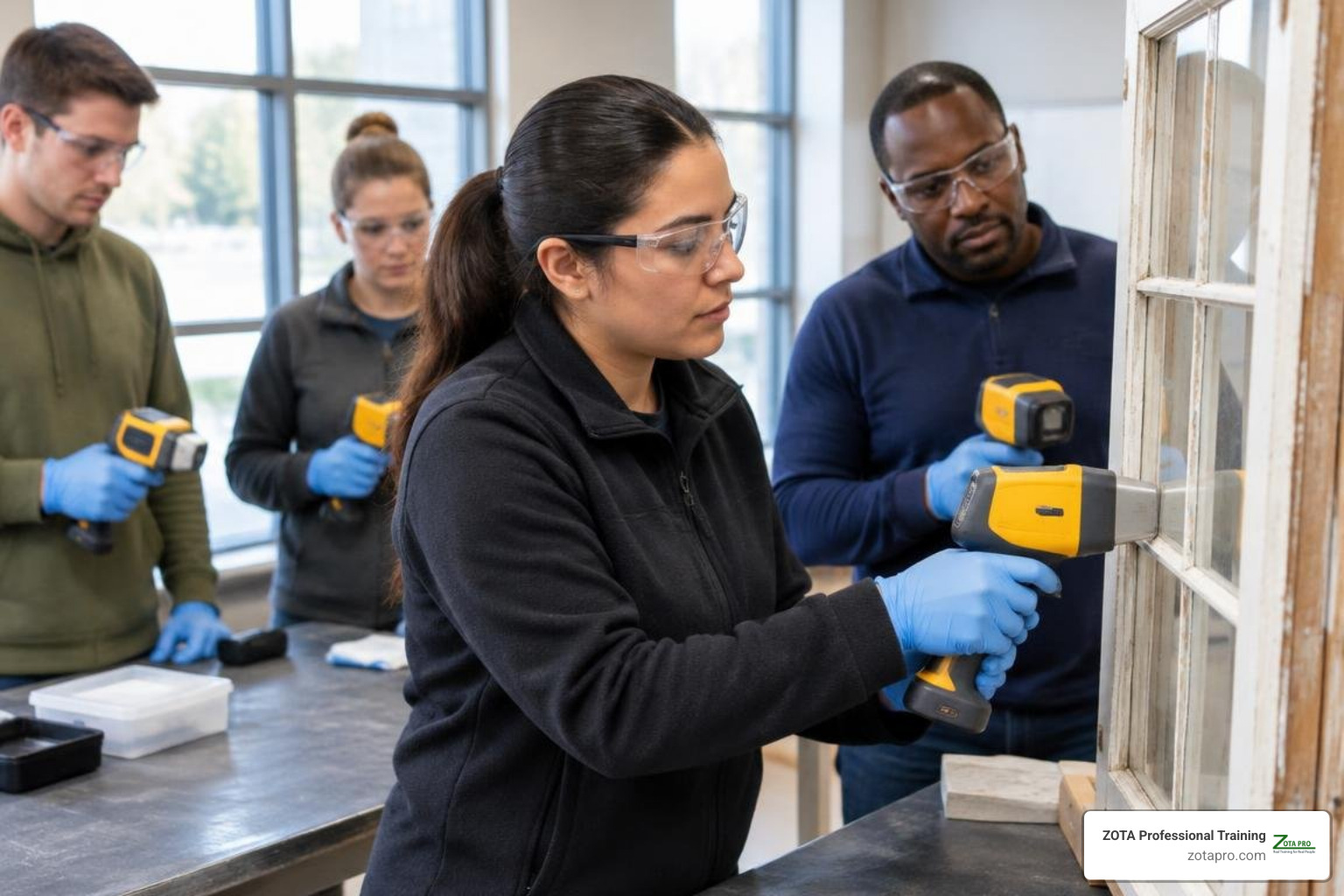 students participating in hands-on lead testing training students participating in hands-on lead testing training